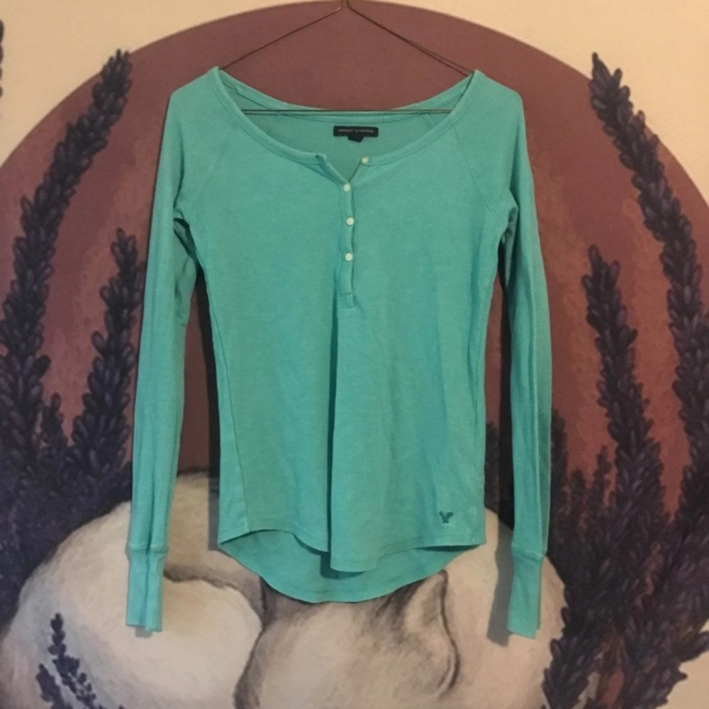Turquoise long sleeve top
